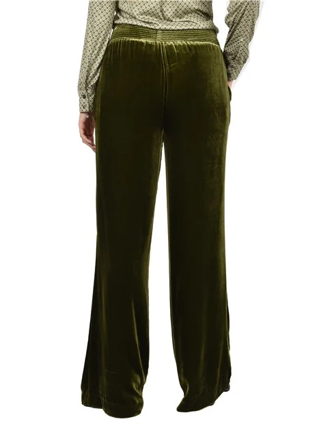 PANTALONI PALAZZO ELASTICIZZATI IN VITA DONNA VERDE