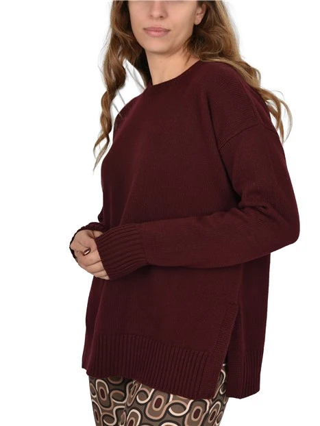 MAGLIA GIROCOLLO IN MISTO LANA CASHMMERE DONNA BORDEAUX