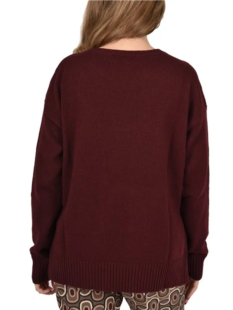 MAGLIA GIROCOLLO IN MISTO LANA CASHMMERE DONNA BORDEAUX