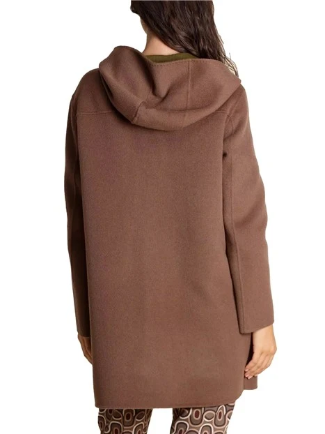CAPPOTTO CORTO IN LANA REVERSIBILE  DONNA MARRONE