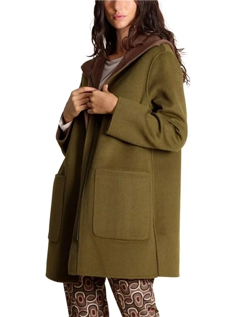 CAPPOTTO CORTO IN LANA REVERSIBILE  DONNA MARRONE