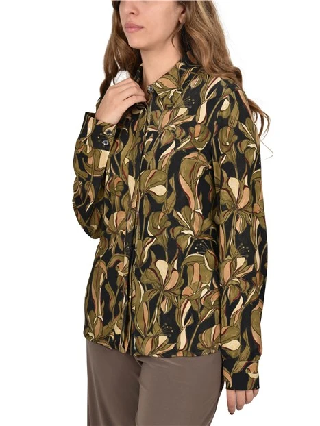 CAMICIA CON STAMPA GIGLI IN JERSEY PESANTE DONNA GRIGIO