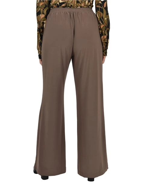 PANTALONI PALAZZO ELASTICIZZATI IN VITA DONNA BEIGE SCURO