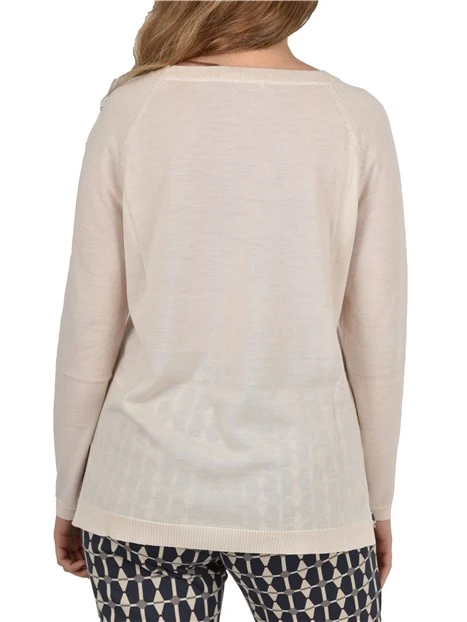 MAGLIA SCOLLO A BARCA IN LANA DONNA BIANCO