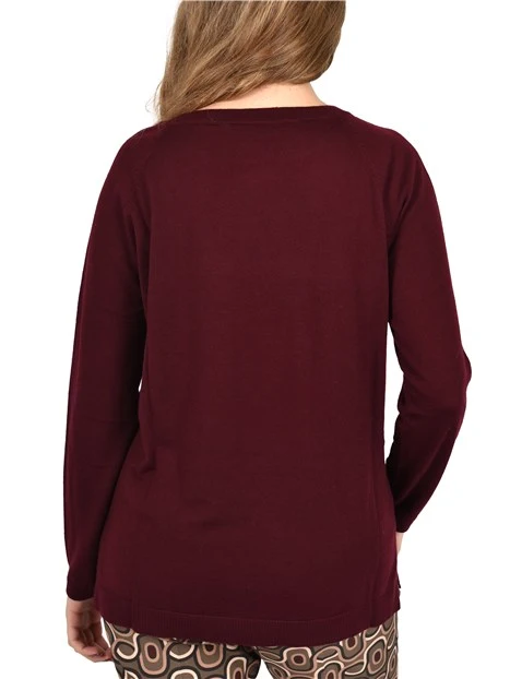 MAGLIA SCOLLO A BARCA IN LANA DONNA BORDEAUX