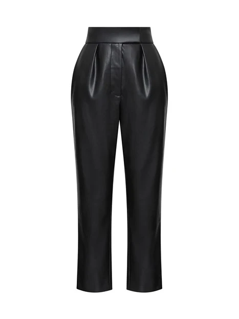 PANTALONI CHINO IN ECOPELLE CON FINISH SEMI LUCIDO DONNA NERO