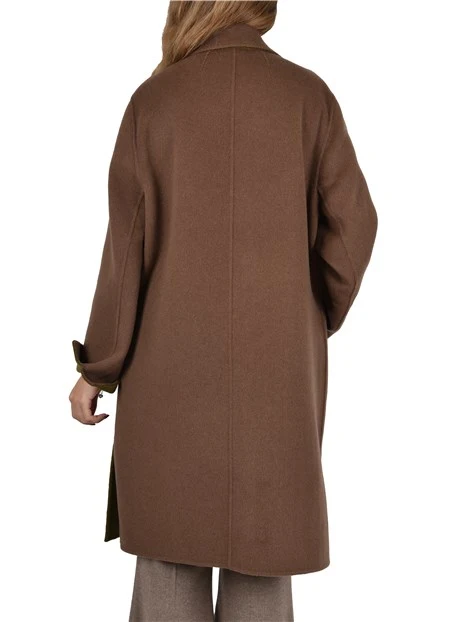 CAPPOTTO LUNGO IN MISTO LANA REVERSIBILE DONNA MARRONE