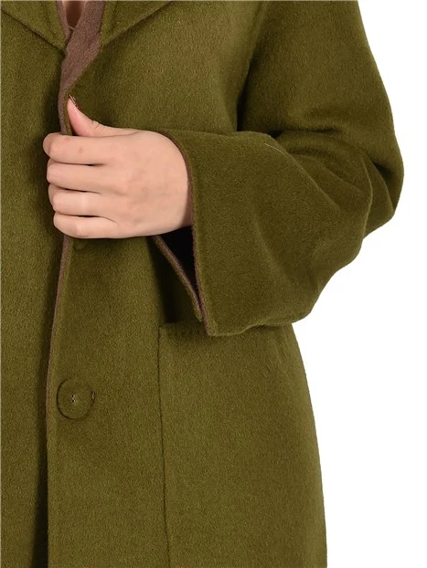 CAPPOTTO IN MISTO LANA REVERSIBILE DONNA MARRONE