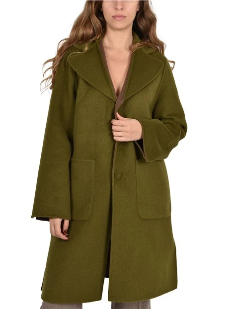 CAPPOTTO LUNGO IN MISTO LANA REVERSIBILE DONNA MARRONE