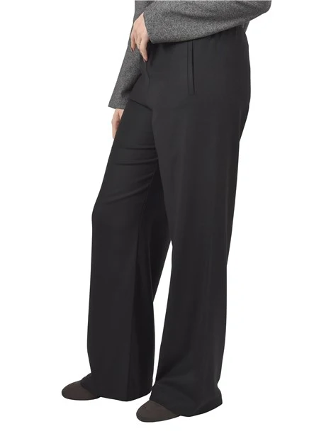 PANTALONI PALAZZO IN MISTO LANA  CON VITA SEMIELASTICIZZATA DONNA NERO