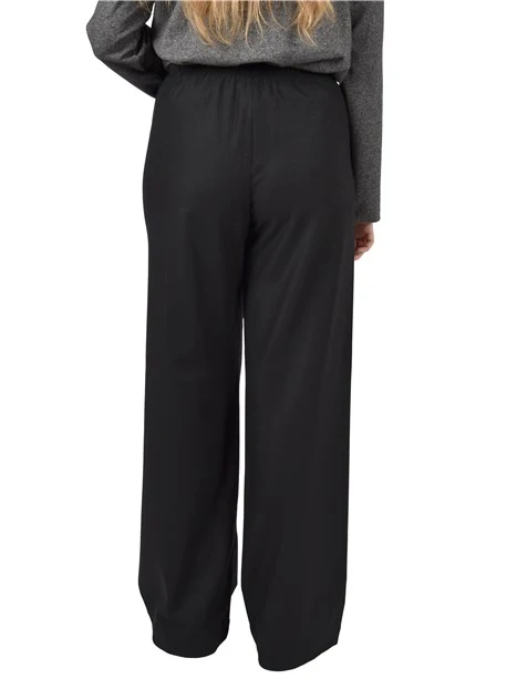 PANTALONI PALAZZO IN MISTO LANA  CON VITA SEMIELASTICIZZATA DONNA NERO