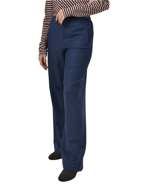 PANTALONI PALAZZO IN MISTO LANA  CON VITA SEMIELASTICIZZATA DONNA BLU