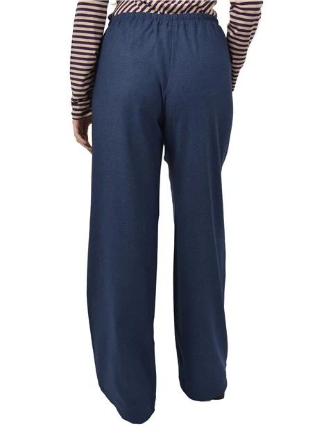 PANTALONI PALAZZO IN MISTO LANA  CON VITA SEMIELASTICIZZATA DONNA BLU