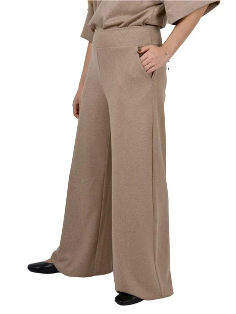 PANTALONI PALAZZO IN JERSEY MISTO VISCOSA E COTONE DONNA BEIGE