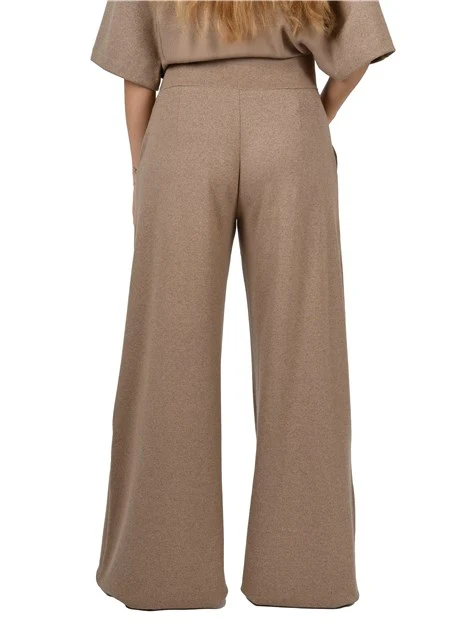 PANTALONI PALAZZO IN JERSEY MISTO VISCOSA E COTONE DONNA BEIGE