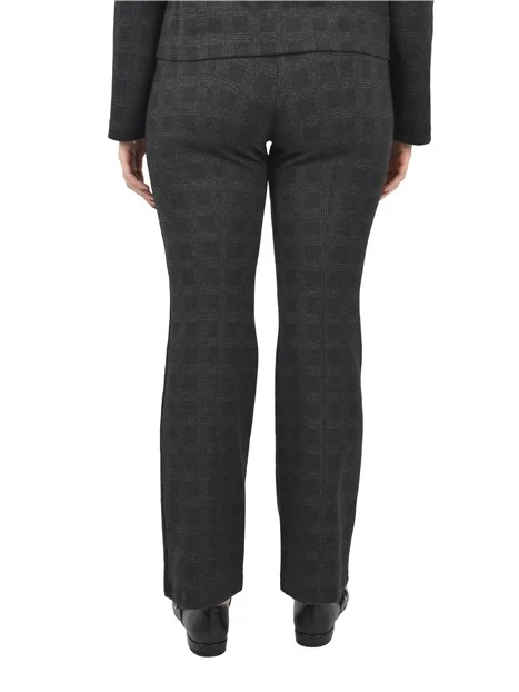 PANTALONI PALAZZO IN TESSUTO PRINCIPE DI GALLES DONNA NERO