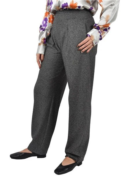 PANTALONI PALAZZO IN JERSEY MISTO COTONE DONNA NERO