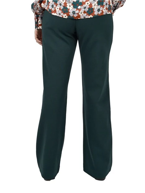 PANTALONI PALAZZO IN JERSEY IN MISTO COTONE CON VITA A FASCIA DONNA VERDE