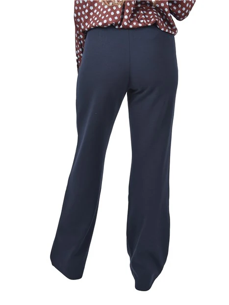 PANTALONI PALAZZO IN JERSEY IN MISTO COTONE CON VITA A FASCIA DONNA BLU