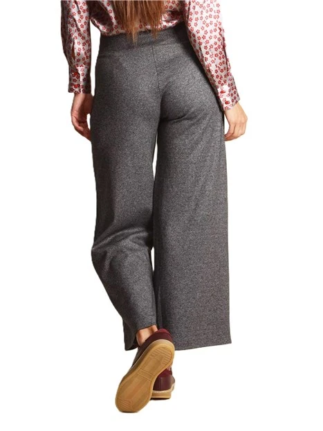 PANTALONI PALAZZO IN JERSEY MISTO COTONE CON VITA ELASTICA DONNA NERO