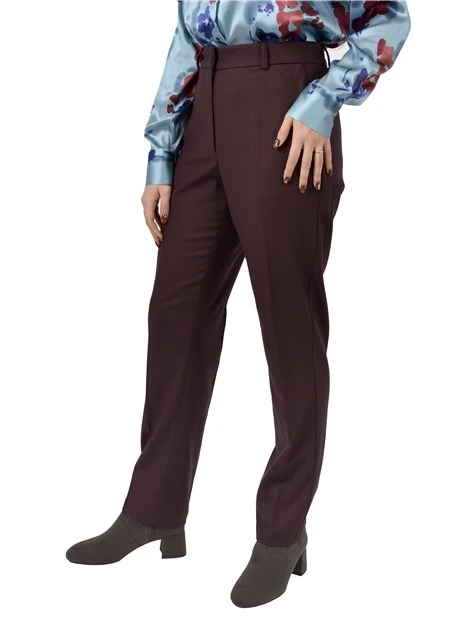 PANTALONI A SIGARETTA IN MISTO LANA DONNA BORDEAUX