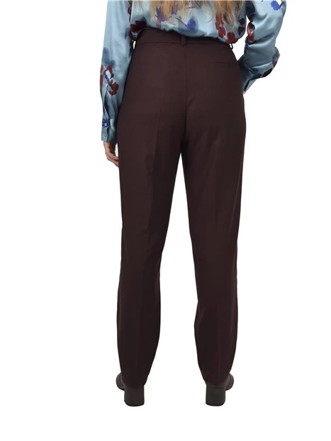 PANTALONI A SIGARETTA IN MISTO LANA DONNA BORDEAUX