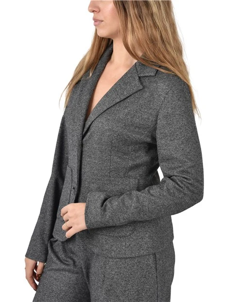 GIACCA IN JERSEY MISTO COTONE CON TASCHE FRONTALI DONNA NERO