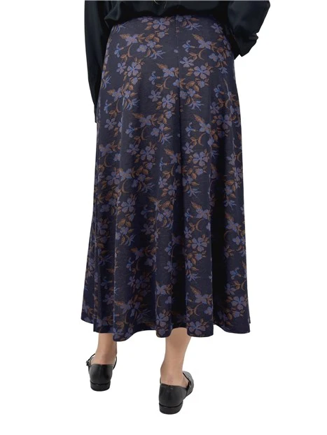 GONNA LUNGA IN JACQUARD CON FANTASIA FLOREALE DONNA BLU