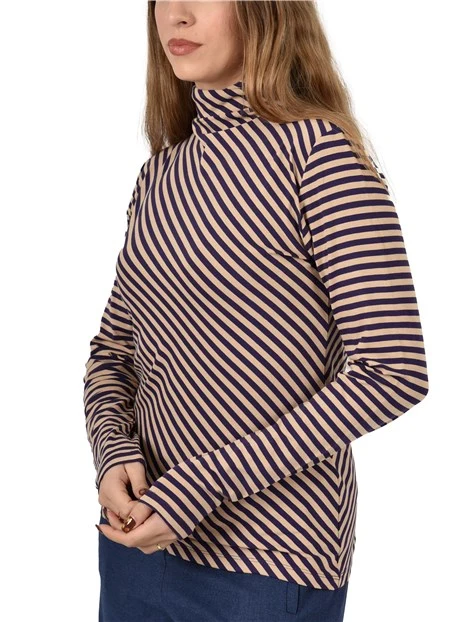 MAGLIA DOLCEVITA CON MOTIVO DIAGONALE DONNA VIOLA