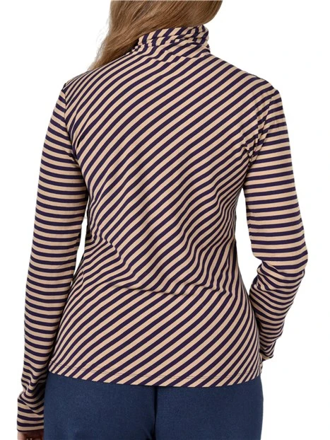 MAGLIA DOLCEVITA CON MOTIVO DIAGONALE DONNA BEIGE