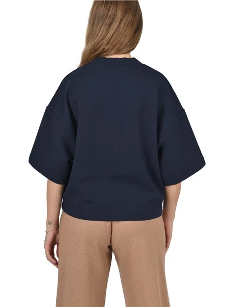 T-SHIRT IN MAGLIA CON MANICHE AMPIE DONNA BLU