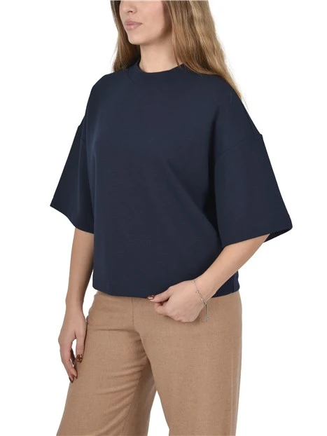 T-SHIRT IN MAGLIA CON MANICHE AMPIE DONNA BLU