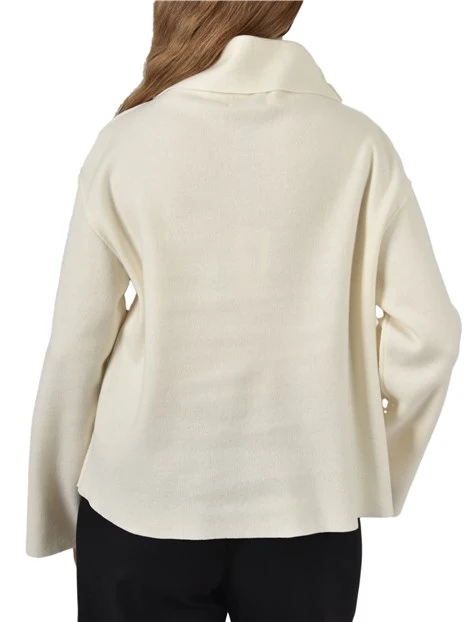 MAGLIA DOLCEVITA CON MANICHE AMPIE DONNA AVORIO