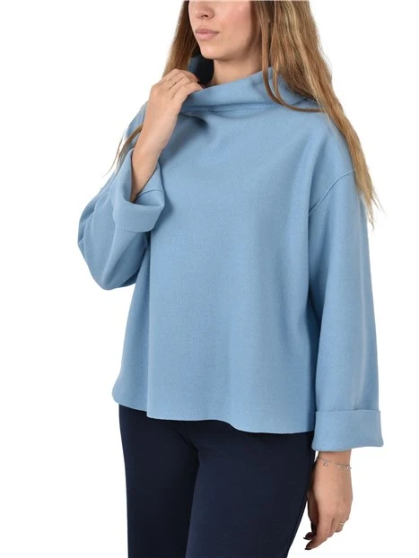 MAGLIA DOLCEVITA CON MANICHE AMPIE DONNA AZZURRO
