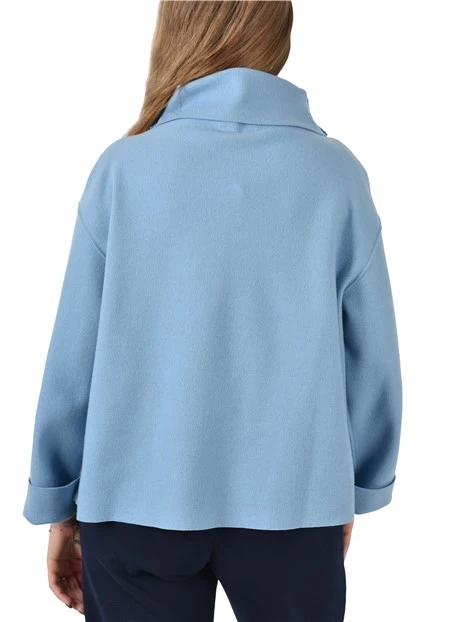 MAGLIA DOLCEVITA CON MANICHE AMPIE DONNA AZZURRO