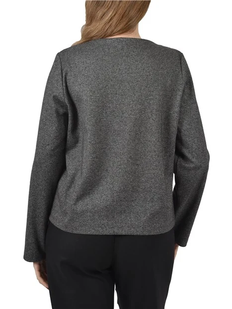 MAGLIA CON SCOLLO A BARCA IN JERSEY DONNA NERO