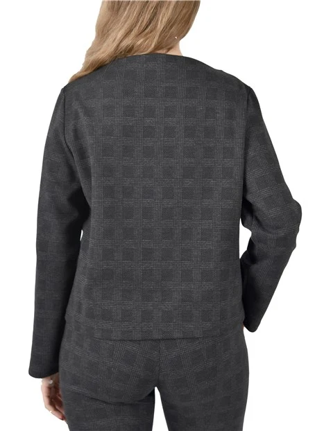 MAGLIA CON SCOLLO IN JERSEY MISTO COTONE DONNA NERO