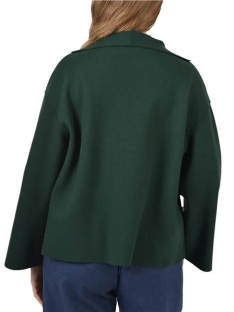 MAGLIA CON SCOLLO A V  IN MISTO LANA VERGINE DONNA VERDE