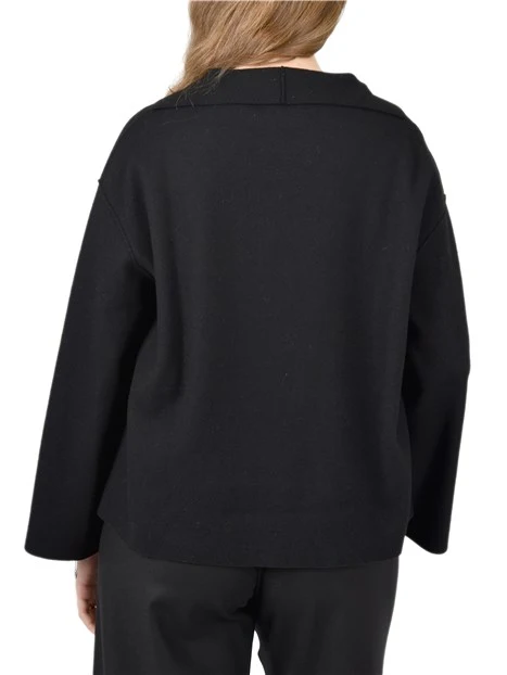 MAGLIA CON SCOLLO A V  IN MISTO LANA VERGINE DONNA NERO