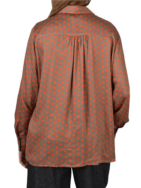 CAMICIA FANTASIA IN TWILL DI VISCOSA DONNA MARRONE