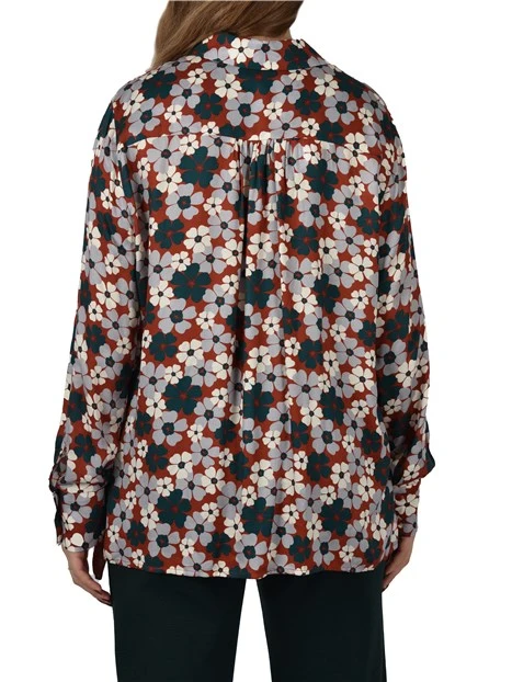CAMICIA FANTASIA IN TWILL DI VISCOSA DONNA GRIGIO