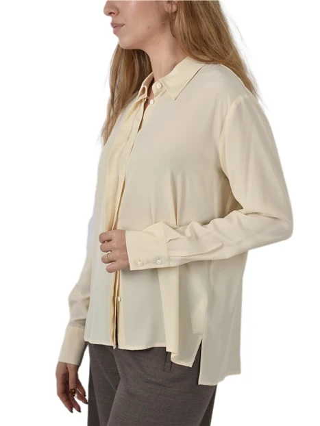CAMICIA IN MISTO SETA CON SPACCHI LATERALI DONNA AVORIO