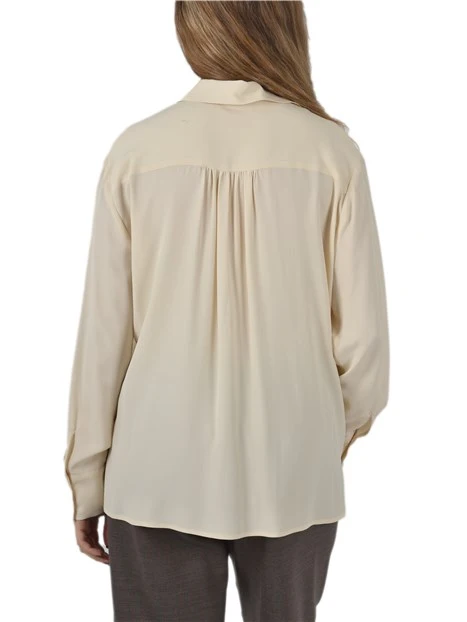 CAMICIA IN MISTO SETA CON SPACCHI LATERALI DONNA AVORIO
