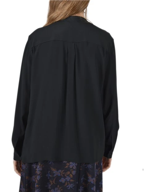 BLUSA CON CHIUSURA SIMMETRICA CON  BOTTONCINO DONNA NERO