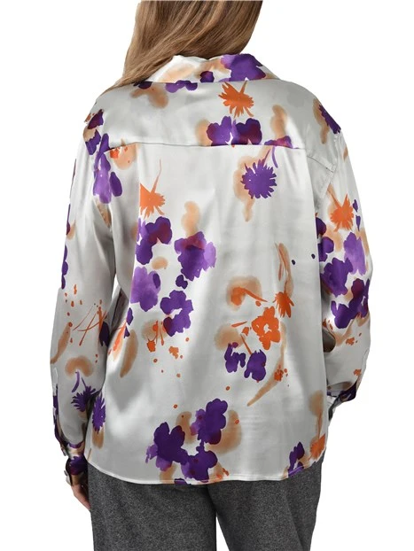 BLUSA IN SETA CON MICROFANTASIA DONNA GRIGIO