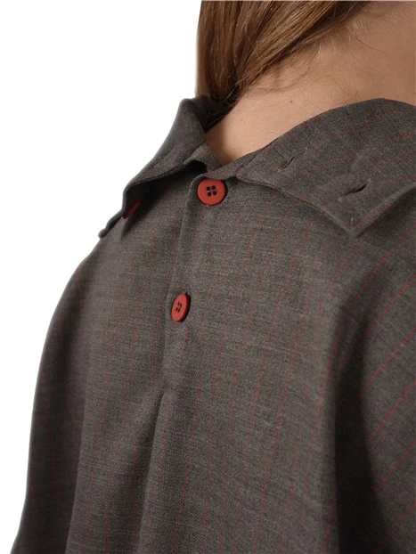 BLUSA IN MISTO LANA CON ALLACCIATURA A BOTTONI POSTERIORE DONNA MARRONE