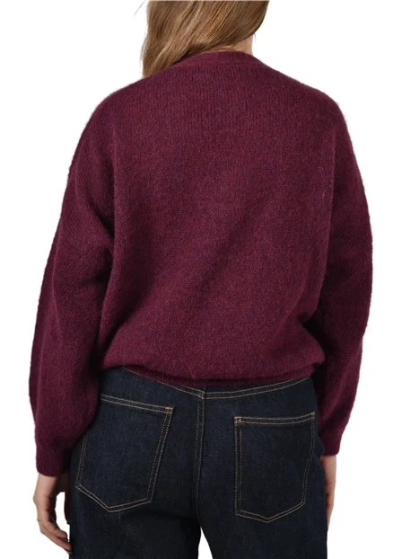 CARDIGAN IN MISTO ALPACA DONNA BORDEAUX