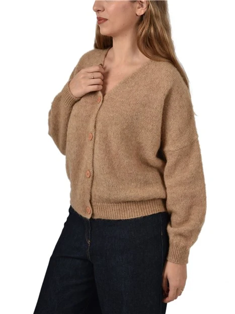 CARDIGAN IN MISTO ALPACA DONNA MARRONE
