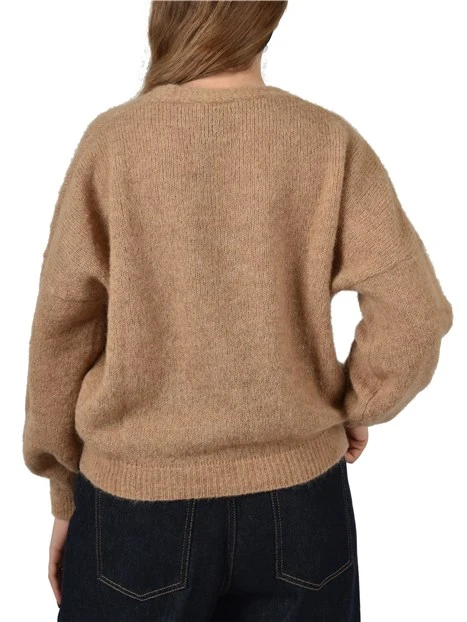 CARDIGAN IN MISTO ALPACA DONNA MARRONE