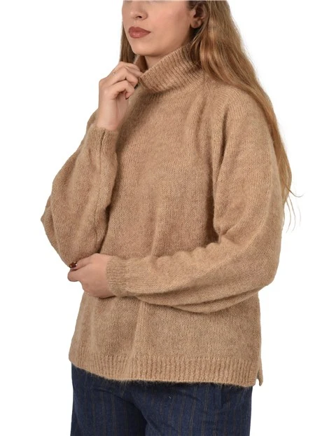 MAGLIA DOLCEVITA IN MISTO ALPACA DONNA MARRONE